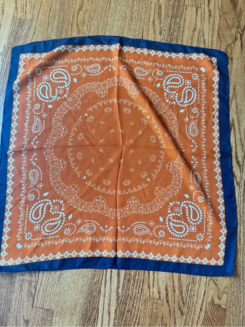 Orange and Navy Paisley Bandana Scarf